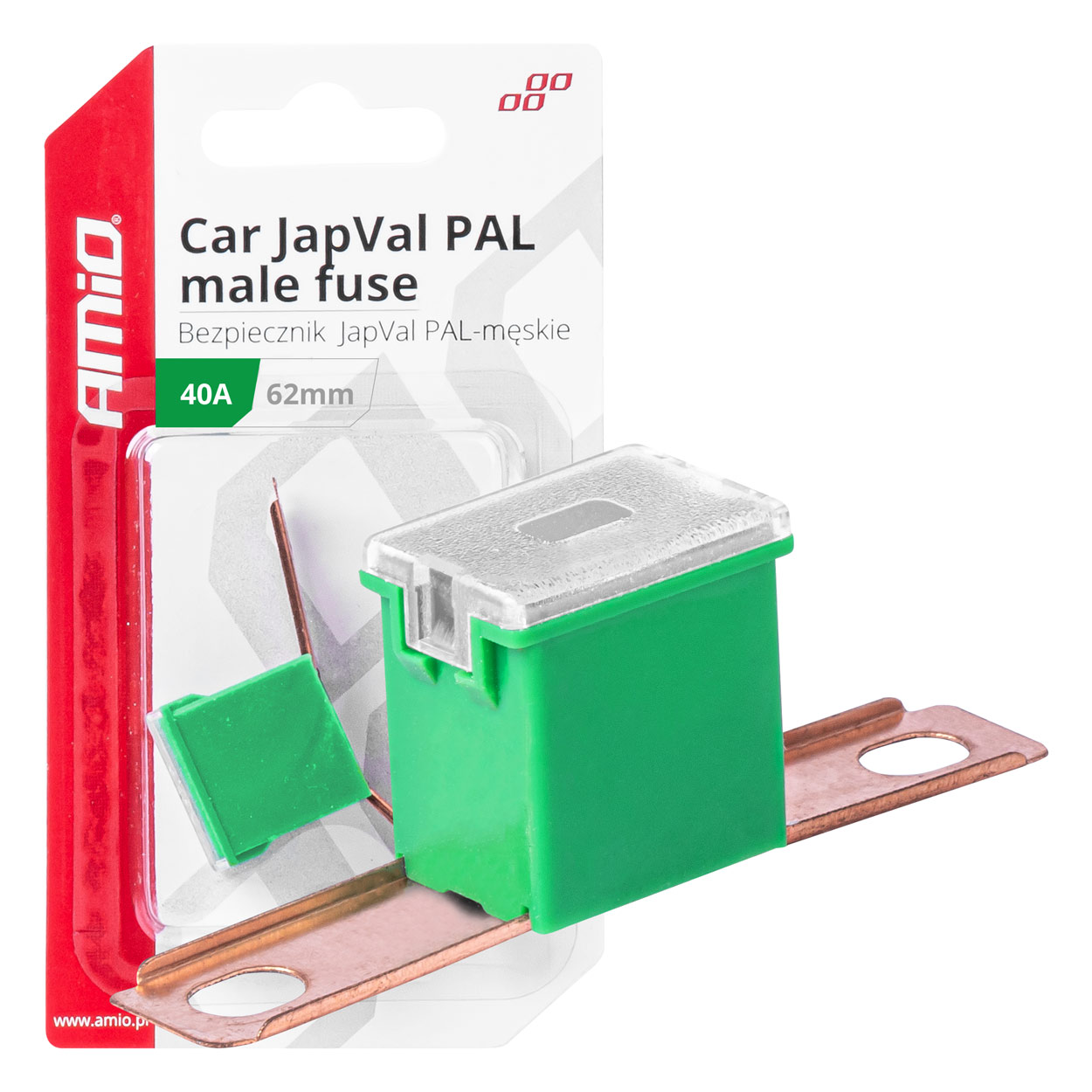 ΑΣΦΑΛΕΙΑ JapVal PAL ΑΡΣΕΝΙΚΗ 62mm 40A ΣΕ ΠΡΑΣΙΝΟ ΧΡΩΜΑ AMIO - 1 Τεμ.