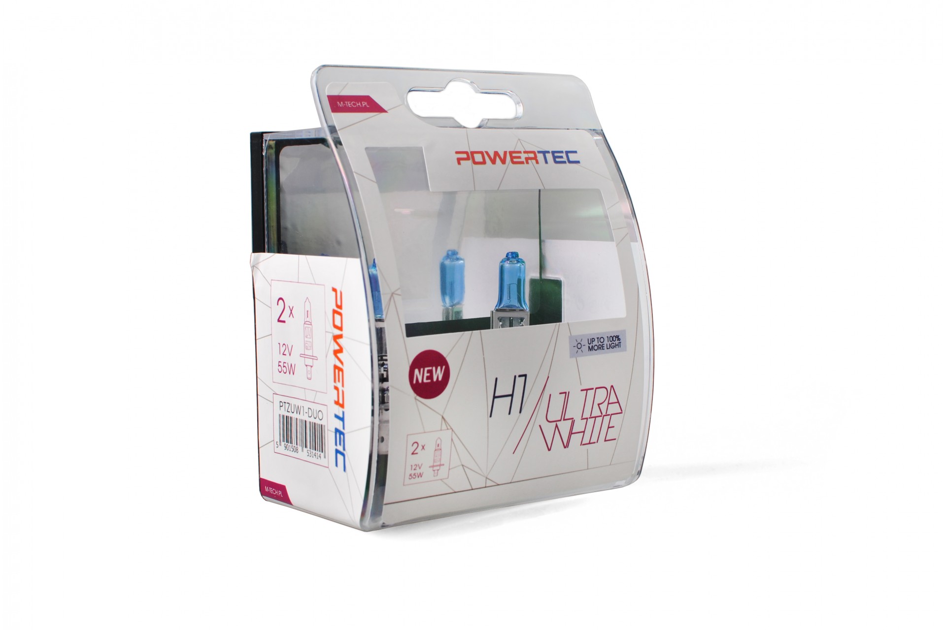H1 12V 55W P14,5s POWERTEC ULTRA WHITE 2ΤΕΜ. M-TECH