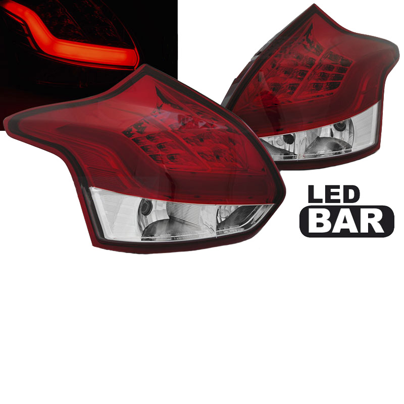 Πισινά Φανάρια Set Για Ford Focus 11-14 Hatchback Led Bar  Κόκκινο/Crystal JunYan