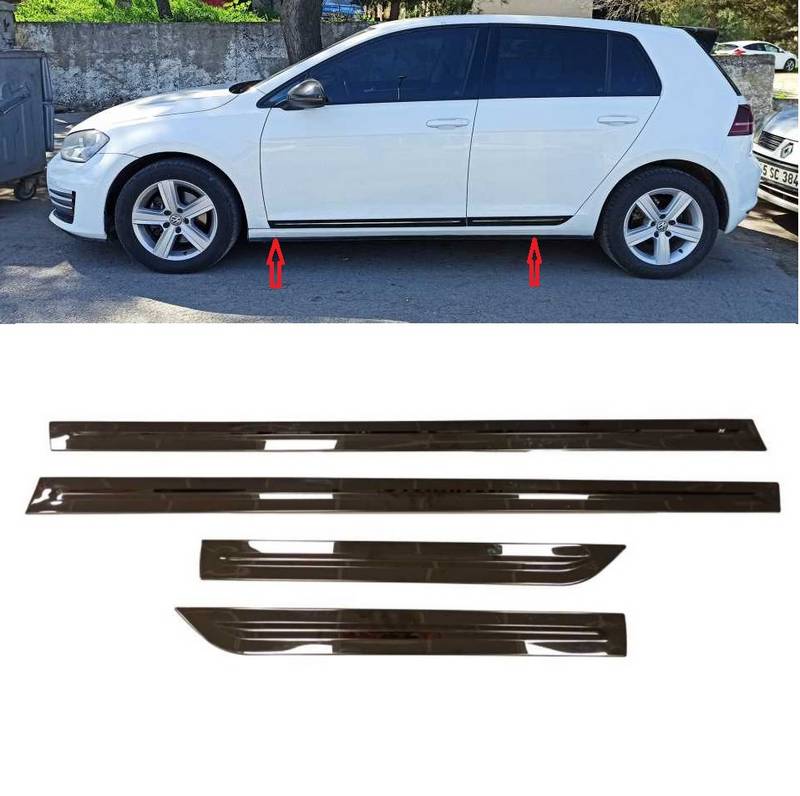 Τριμ Πόρτας Σετ Για VW Golf VII (7) 2013-2020 4 Doors Αυτοκόλλητα Μαύρο Γυαλιστερό 4 Τεμάχια