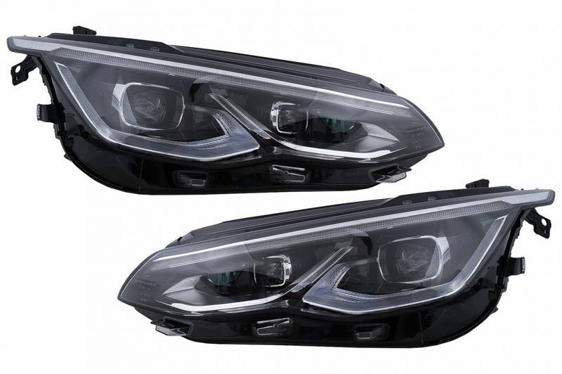 Μπροστινά Φανάρια Set Για Vw Golf VIII (8) 19-24 R Look DRL & Dynamic Φλας Μαύρα Με Χρώμιο Με Μοτέρ Carner