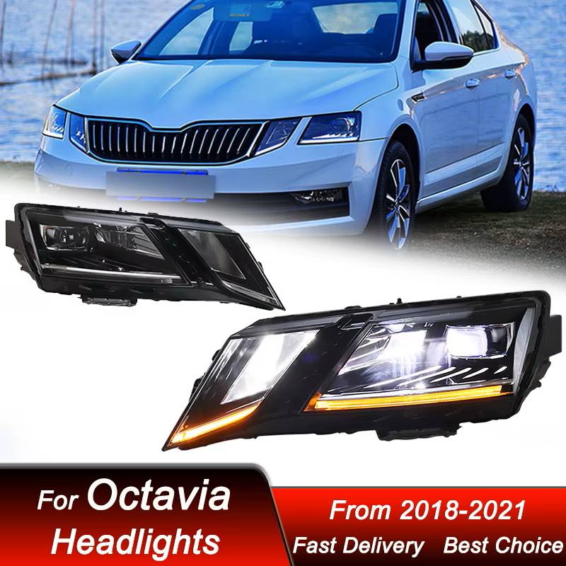 Μπροστινά Φανάρια Set Για Skoda Octavia mk3 2017-2022 DRL Μαύρα Carner