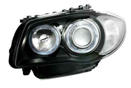 Φανάρια εμπρός angel eyes για BMW E87 / E81 / E82 (2004-2011) - μαύρα , χωρίς λάμπες (Η7) - σετ 2τμχ.